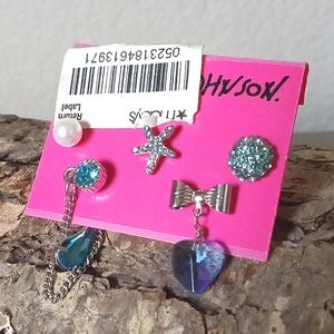 New! Vintage BETSEY JOHNSON Mix and Mis-Match Set of 5 Post Style Earrings.